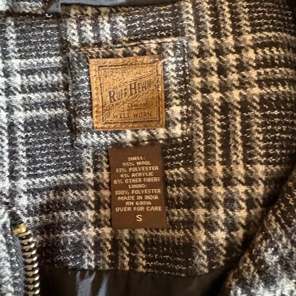 Ruff Hewn Womens Plaid Wool-Blend Jacket Size Small Black White Zip Front Lined - Picture 5 of 9